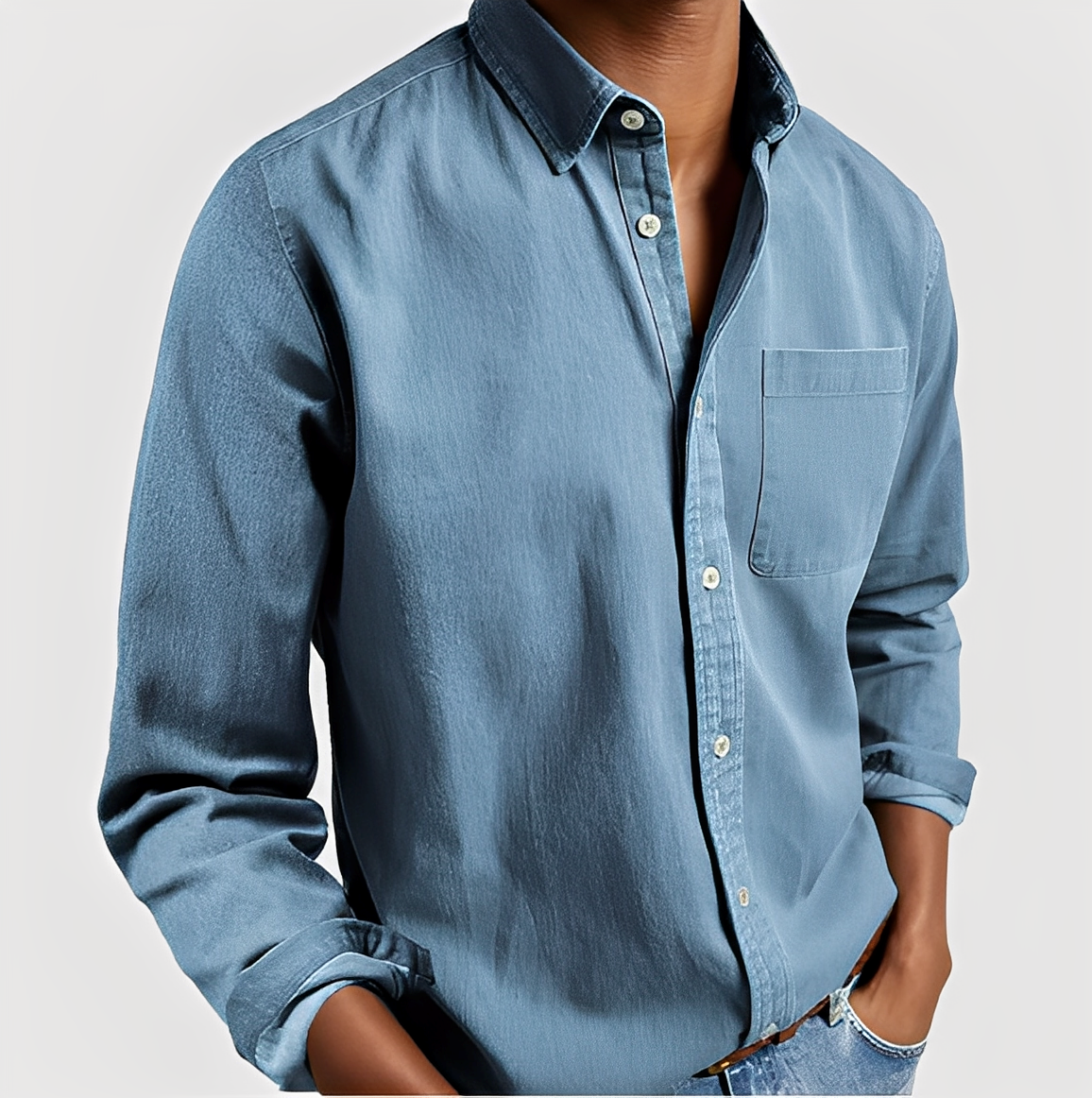 Maxime - Legeres Jeanshemd Weicher Stoffmix