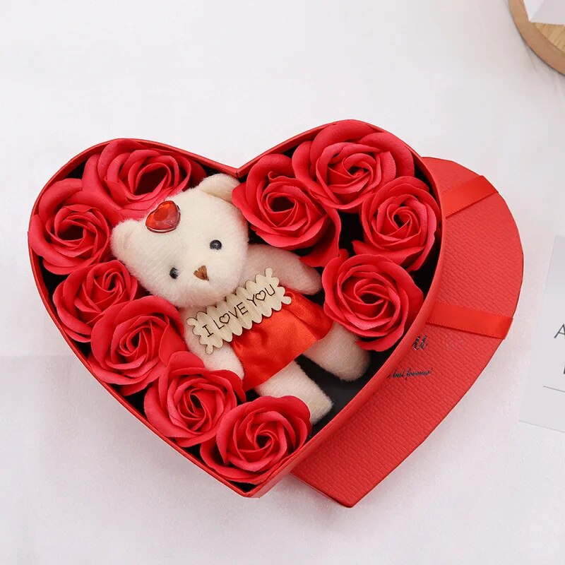 Herzform – Rosenbär Geschenkbox Valentinstag