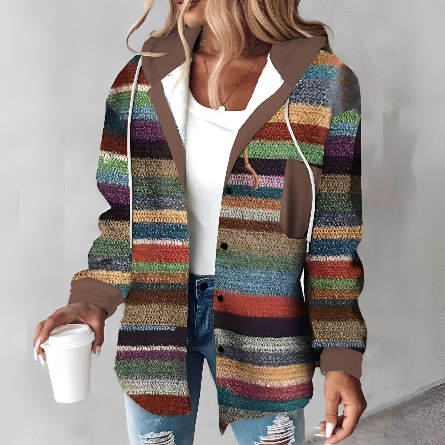 Martina - Bequeme Damen-Jacke aus Wolle mit Kapuze