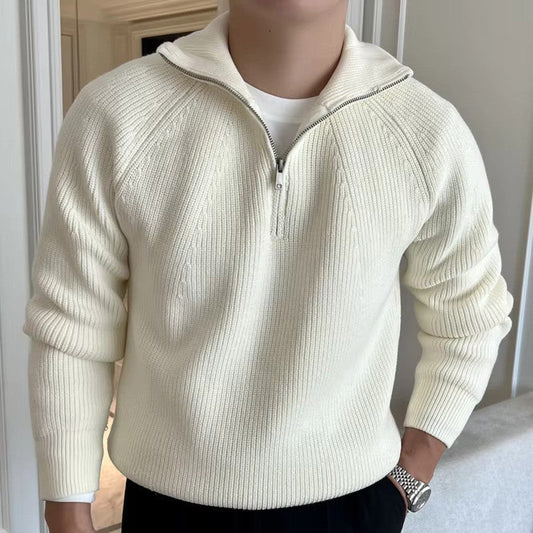 Lino – Baumwollpullover mit Reißverschluss am Kragen