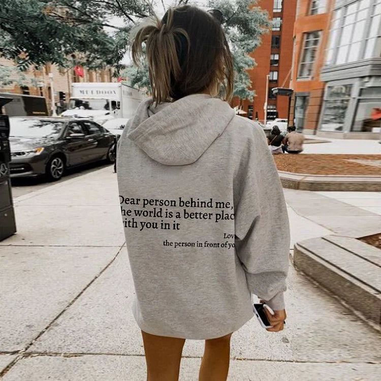 Liebe Person – Hoodie mit Rücken-Spruch