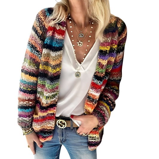 Deonne - Bunte, leichte Strickjacke für Damen