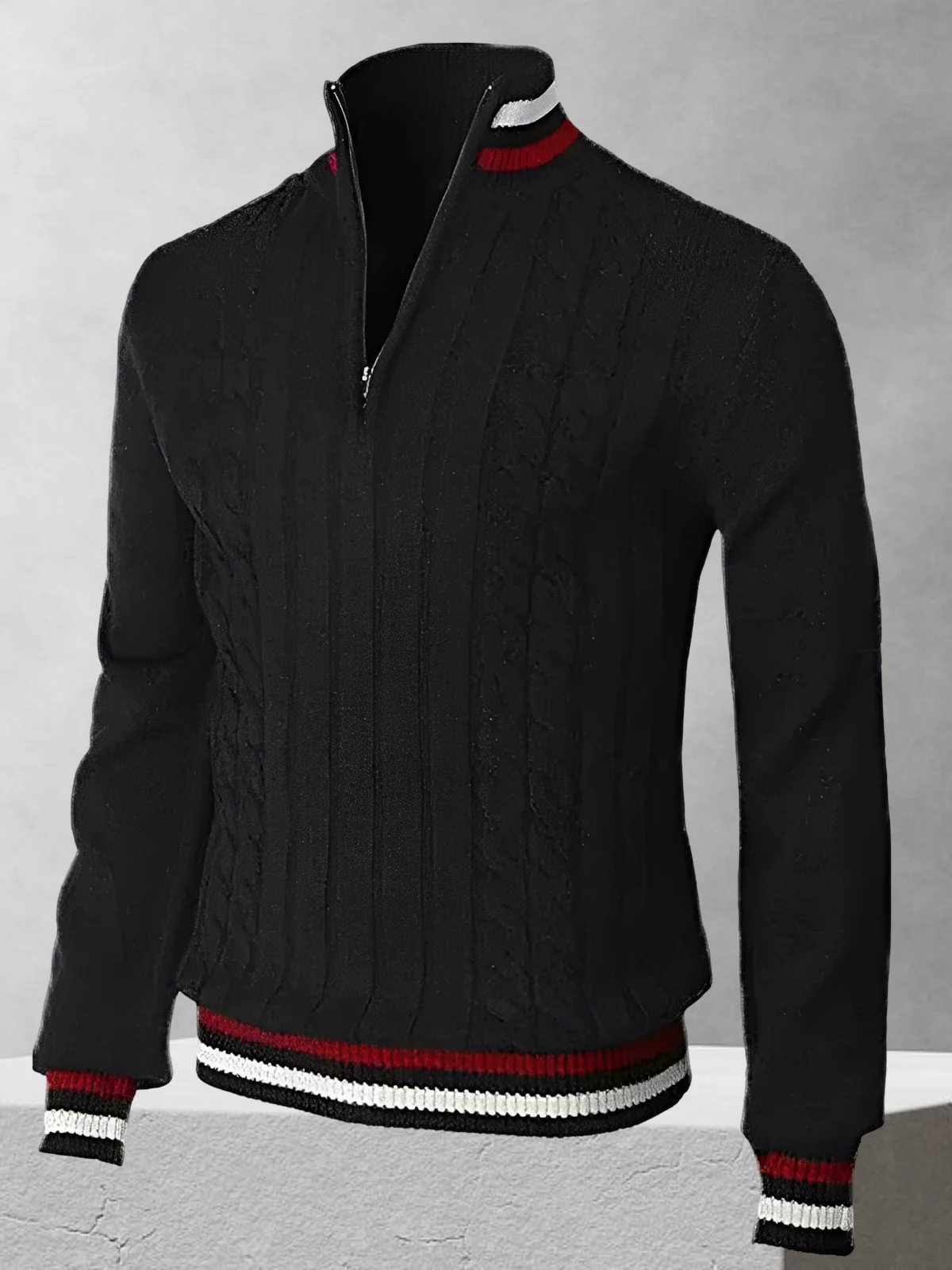 RALPH POLO – Reißverschluss-Strickpullover im italienischen Stil