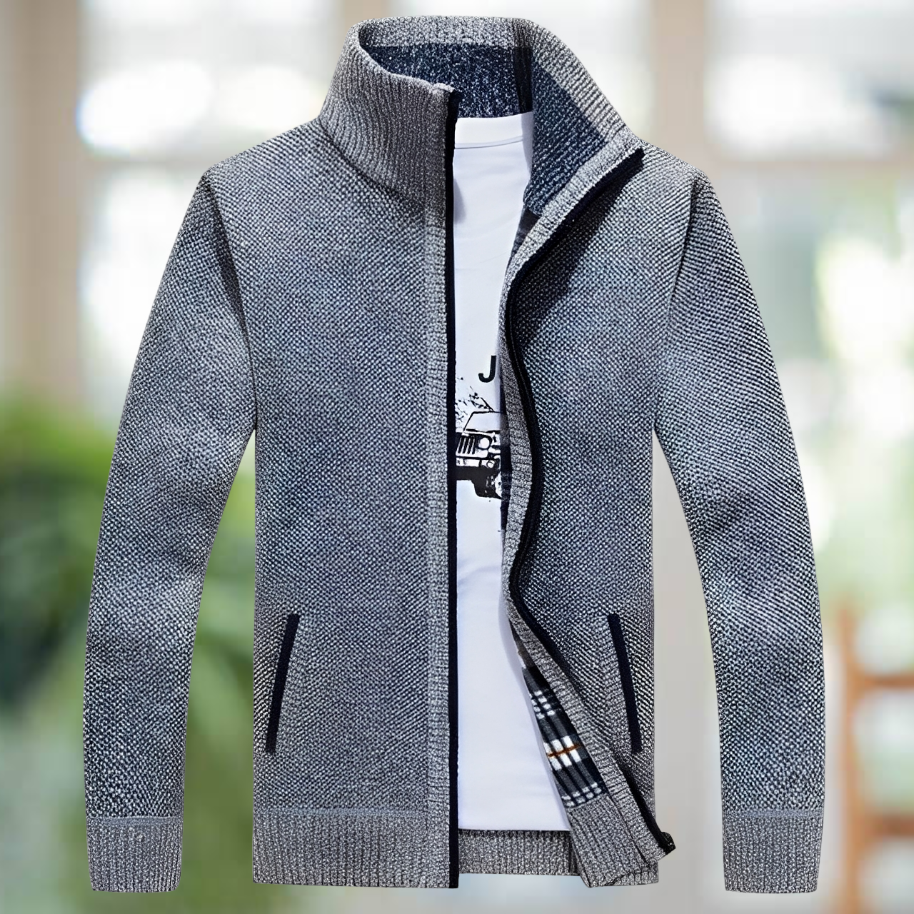 Iker – Warm gefütterte Herrenstrickjacke