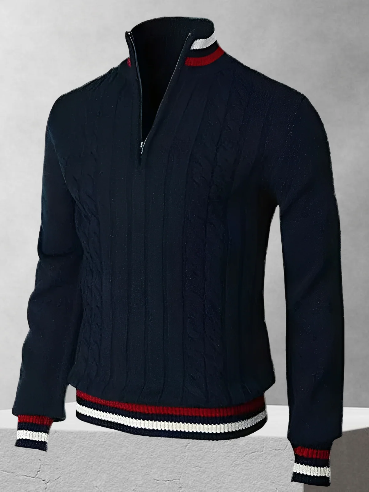 RALPH POLO – Reißverschluss-Strickpullover im italienischen Stil
