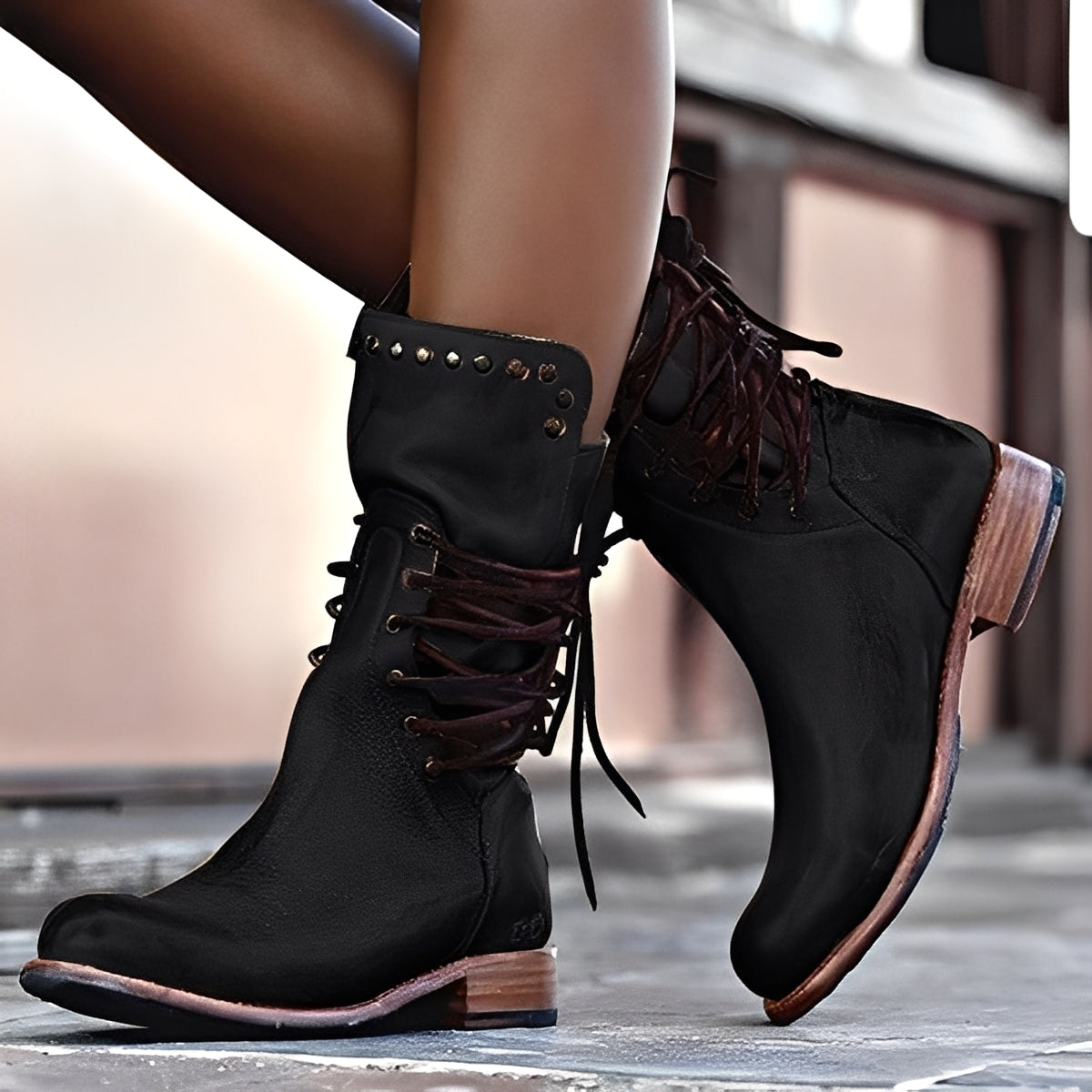 Lenora - Damenschuhe aus Vintage-Leder mit niedrigem Absatz