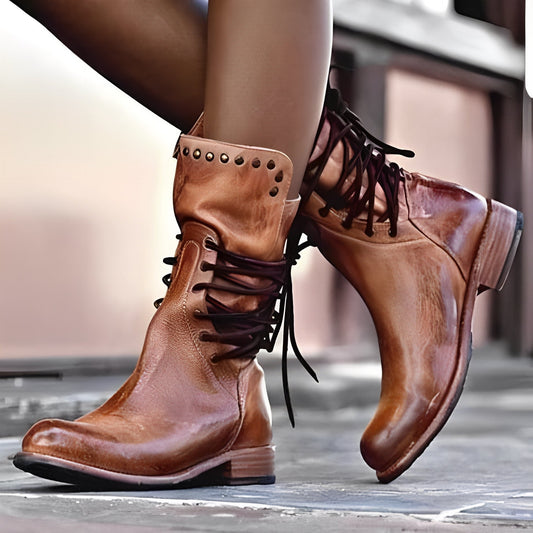 Lenora - Damenschuhe aus Vintage-Leder mit niedrigem Absatz