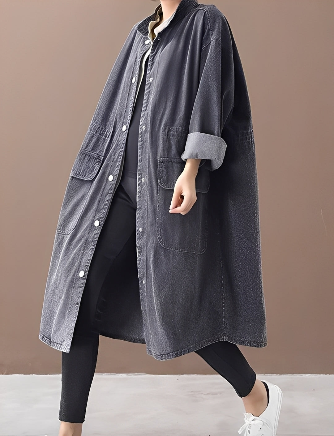 Jacinda - Damenjeansjacke im legeren Stil mit Stehkragen