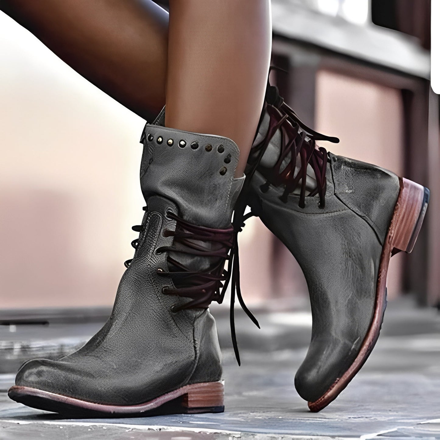 Lenora - Damenschuhe aus Vintage-Leder mit niedrigem Absatz