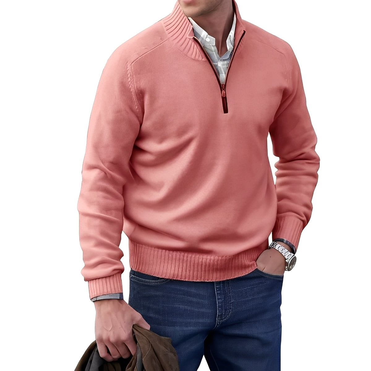 Jeremy - Leichter Kaschmirpullover für Herren mit Zipper