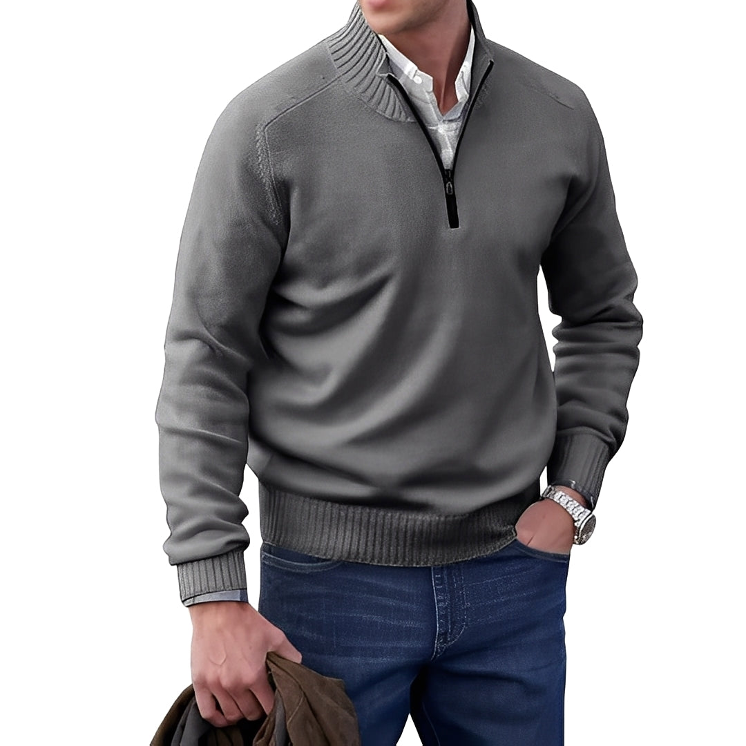 Merrill - Gemütlicher Herrenpullover aus Wolle mit Reißverschluss