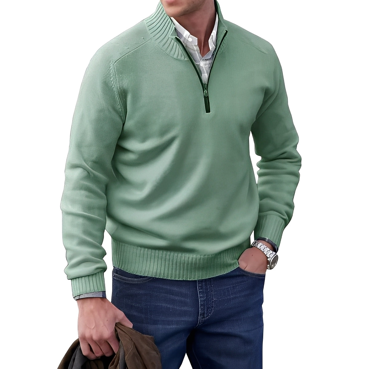 Jeremy - Leichter Kaschmirpullover für Herren mit Zipper