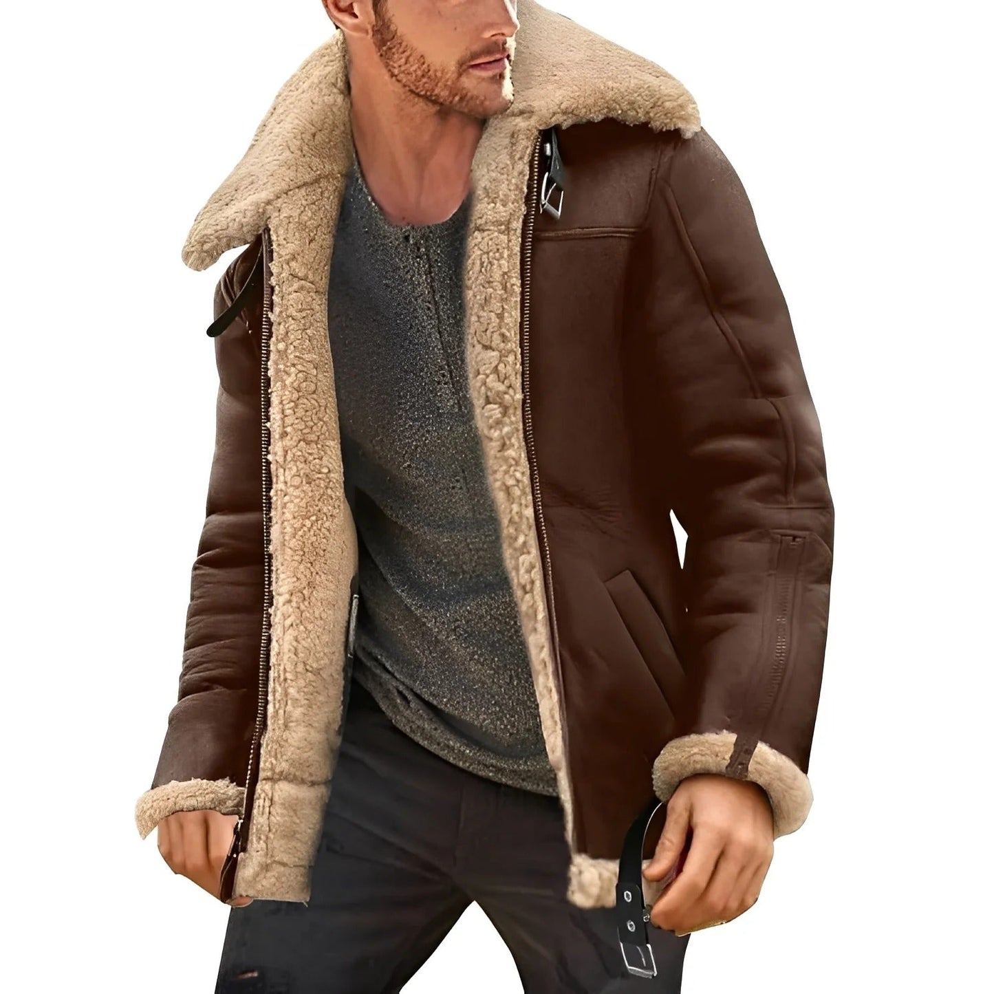 Brendon - Widerstandsfähige und dicke Herrenlederjacke