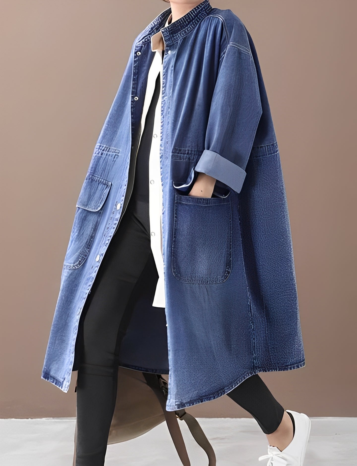 Jacinda - Damenjeansjacke im legeren Stil mit Stehkragen