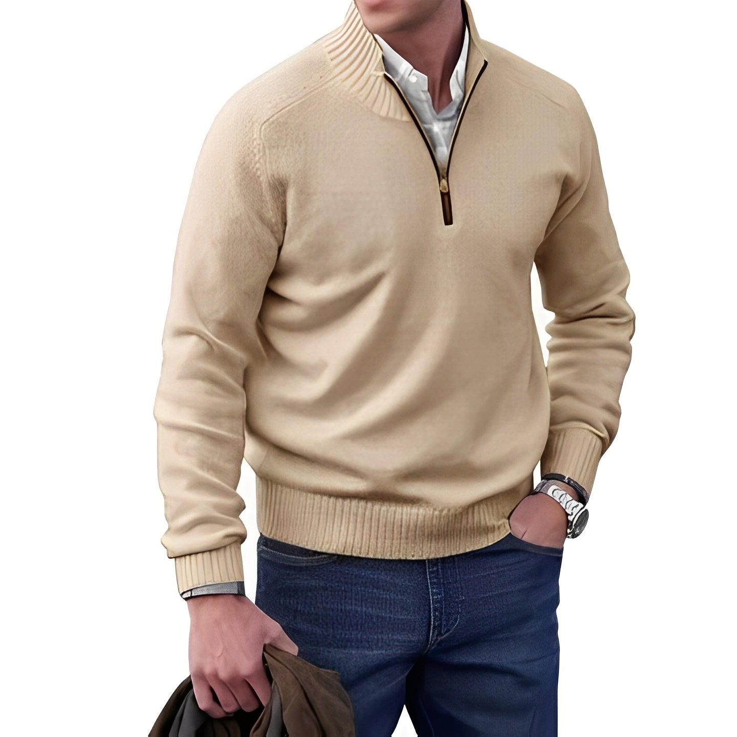 Merrill - Gemütlicher Herrenpullover aus Wolle mit Reißverschluss
