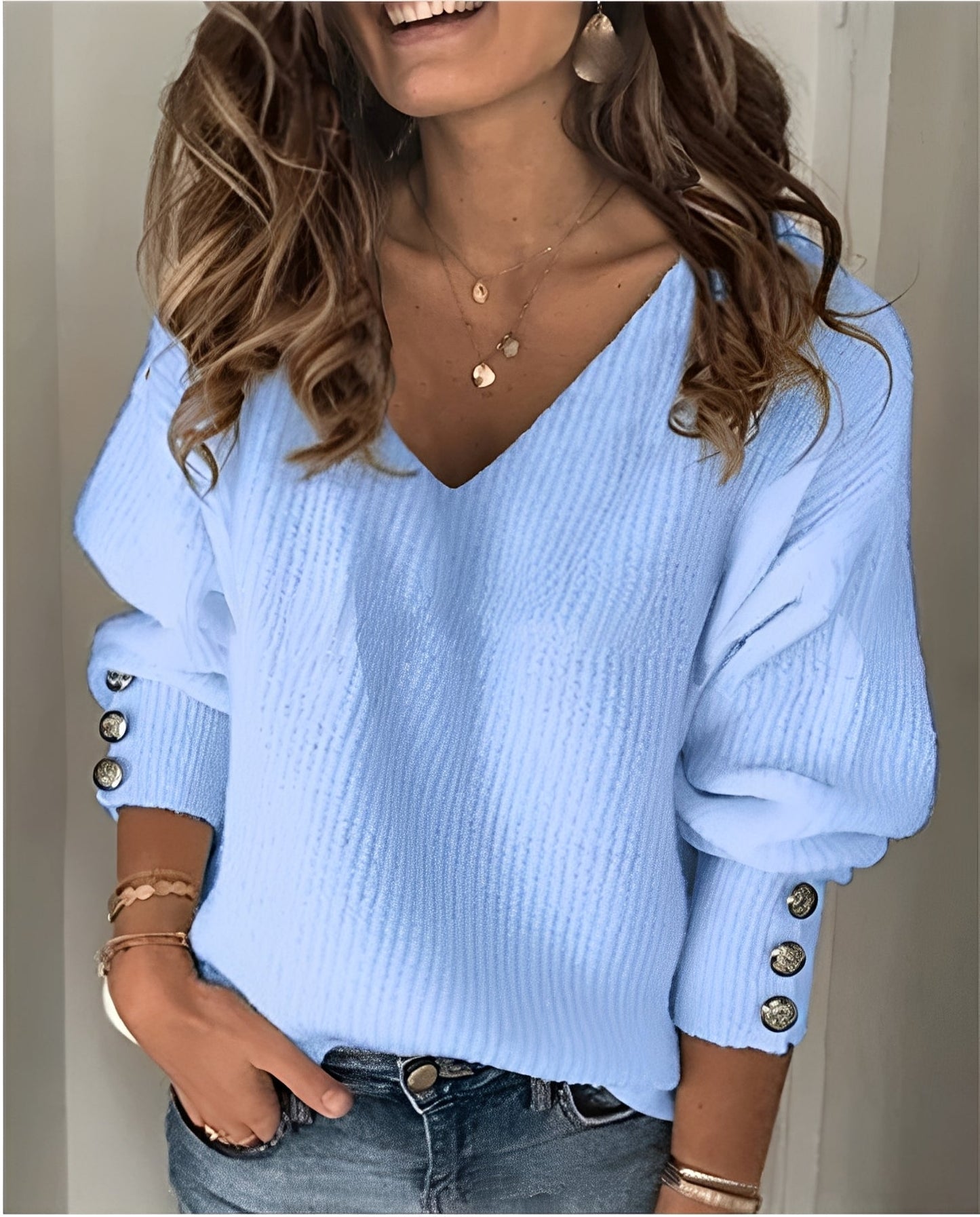 Beck – V-Ausschnitt-Pullover aus Strick