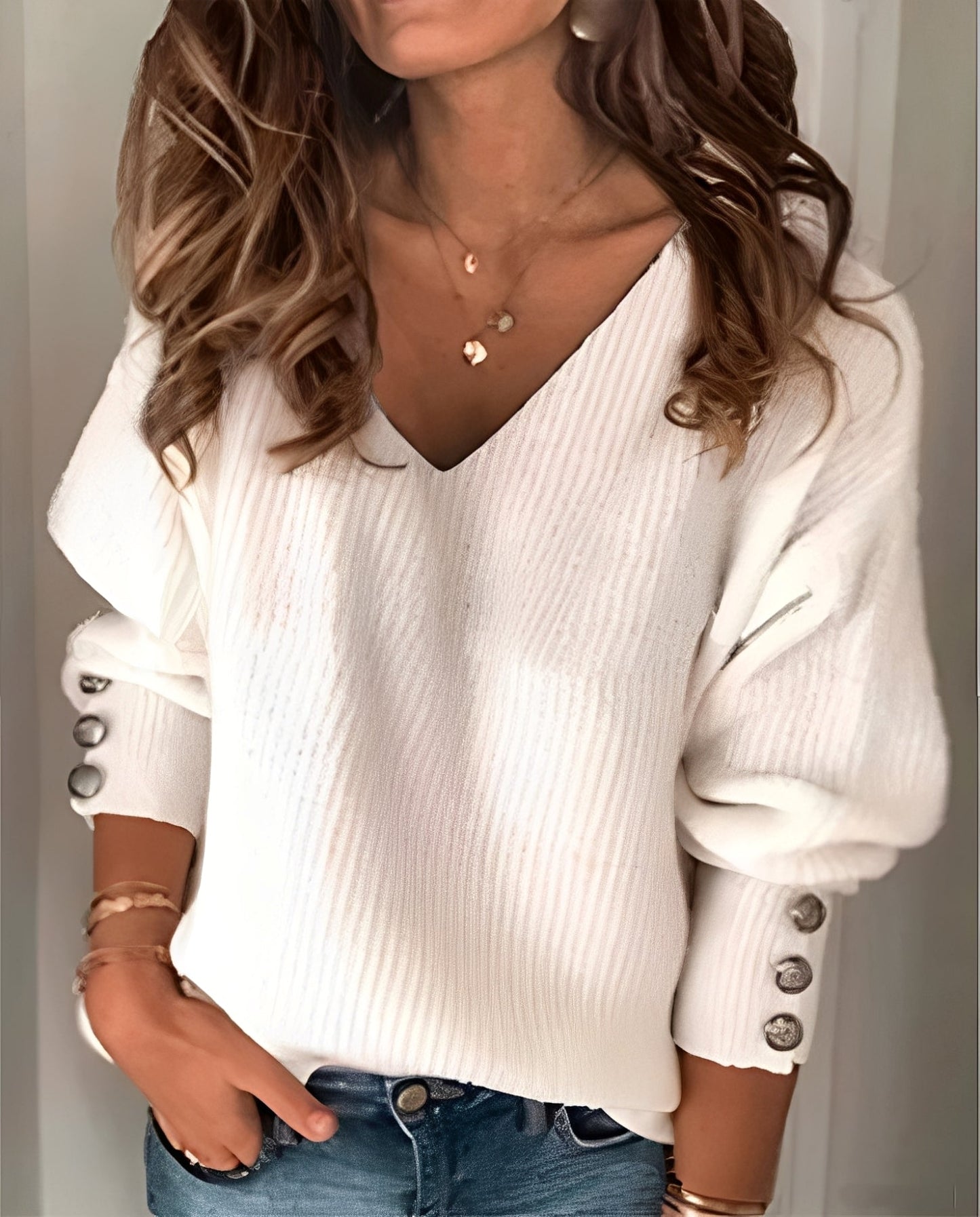 Beck – V-Ausschnitt-Pullover aus Strick