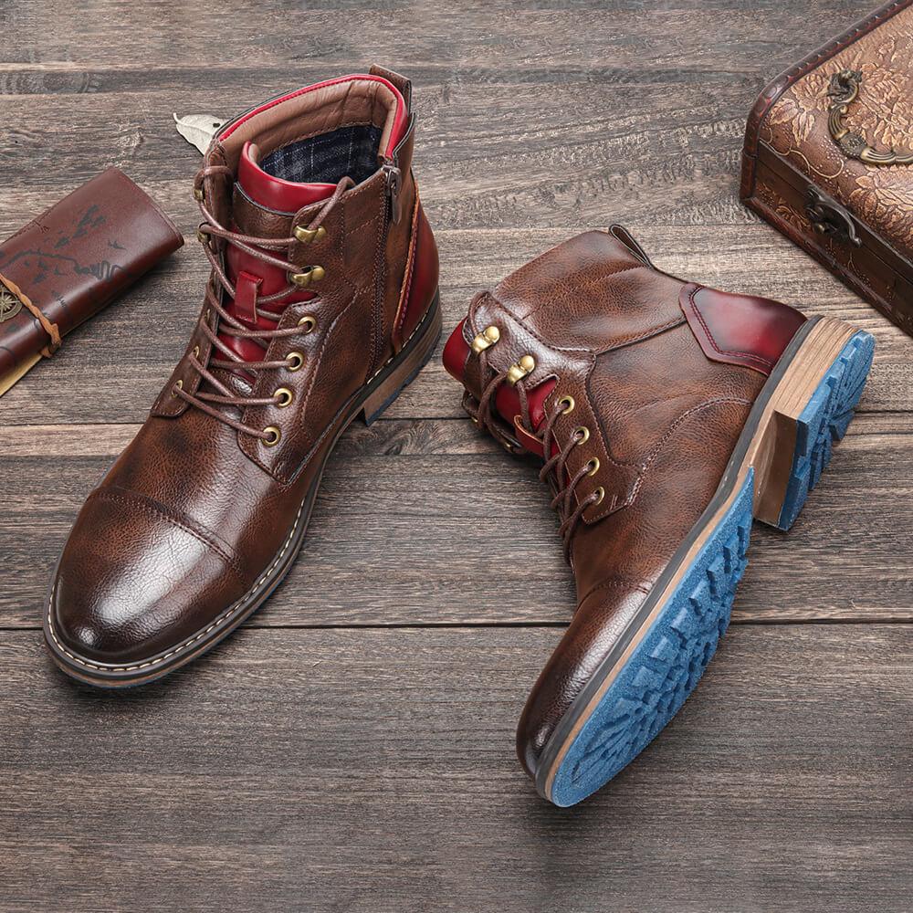 Louis - Herrenlederstiefel im Vintage-Look mit Reißverschluss