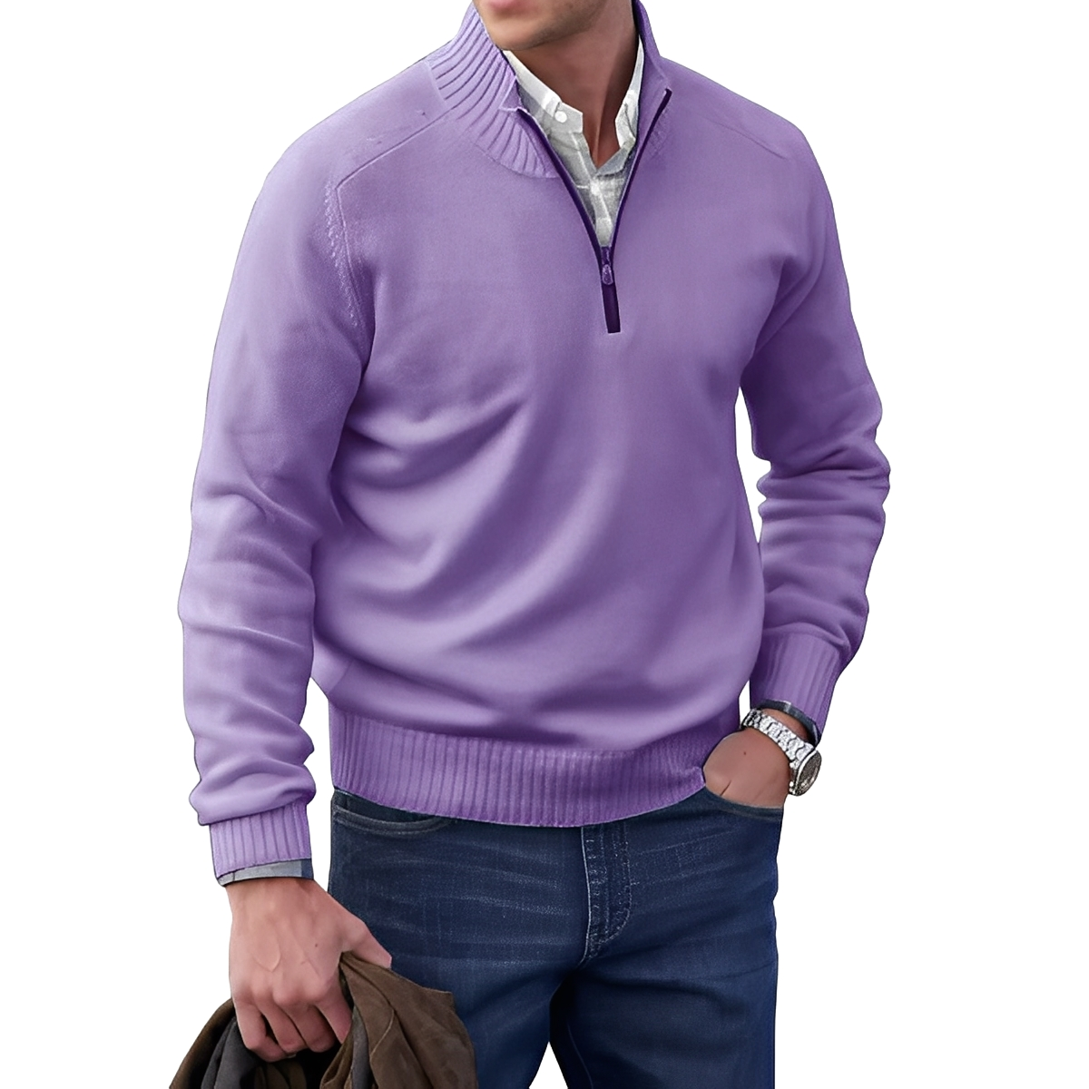 Jeremy - Leichter Kaschmirpullover für Herren mit Zipper