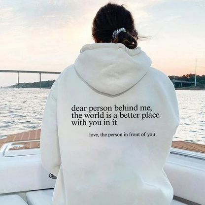 Liebe Person – Hoodie mit Rücken-Spruch