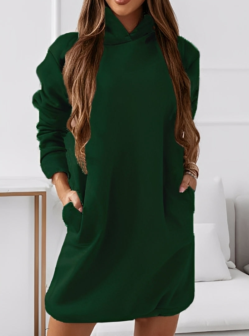Michaela - Modisches kurzes Damenkleid mit Kapuze