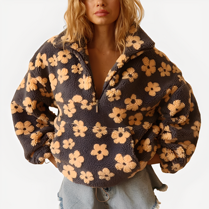 Elizabeth - Damen-Sherpa-Pullover mit stilvollem Blumenmuster