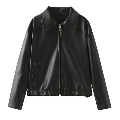 Lesley - Trendige Damenjacke aus Lederimitat mit Zipper