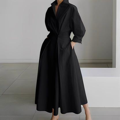 Lavina - Bequemes Frauenkleid mit langen Ärmeln und Taschen
