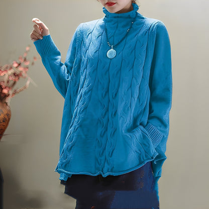 Merla - Bequemer Damenpullover mit Rollkragen und Seitenschlitz
