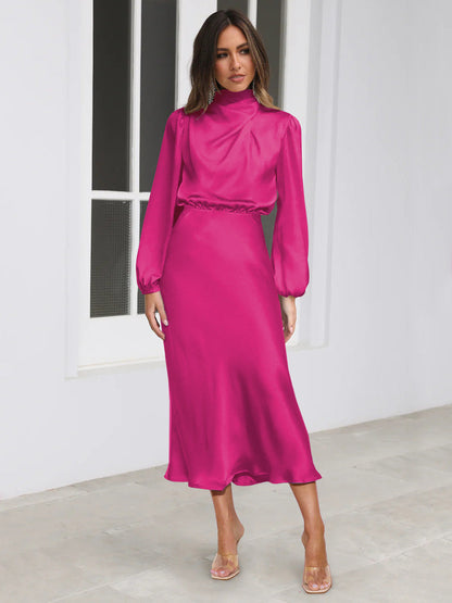 Danica - Schickes Damenkleid mit Neckholder und langen Ärmeln