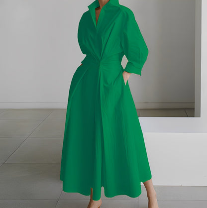 Lavina - Bequemes Frauenkleid mit langen Ärmeln und Taschen