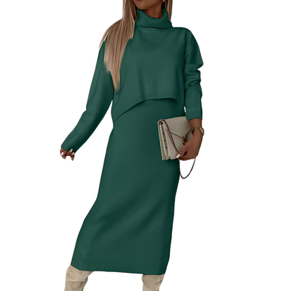 Natalee - Elegantes Damen-Set aus Rollkragenpullover und Rock