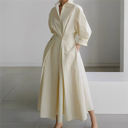 Lavina - Bequemes Frauenkleid mit langen Ärmeln und Taschen