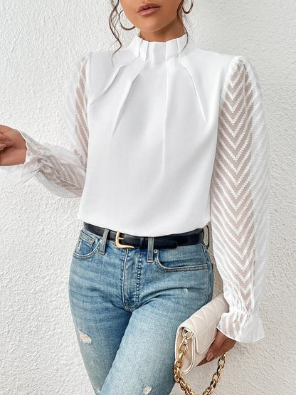 Cassandra - Elegantes Damen-Chiffon-Top mit langen Ärmeln