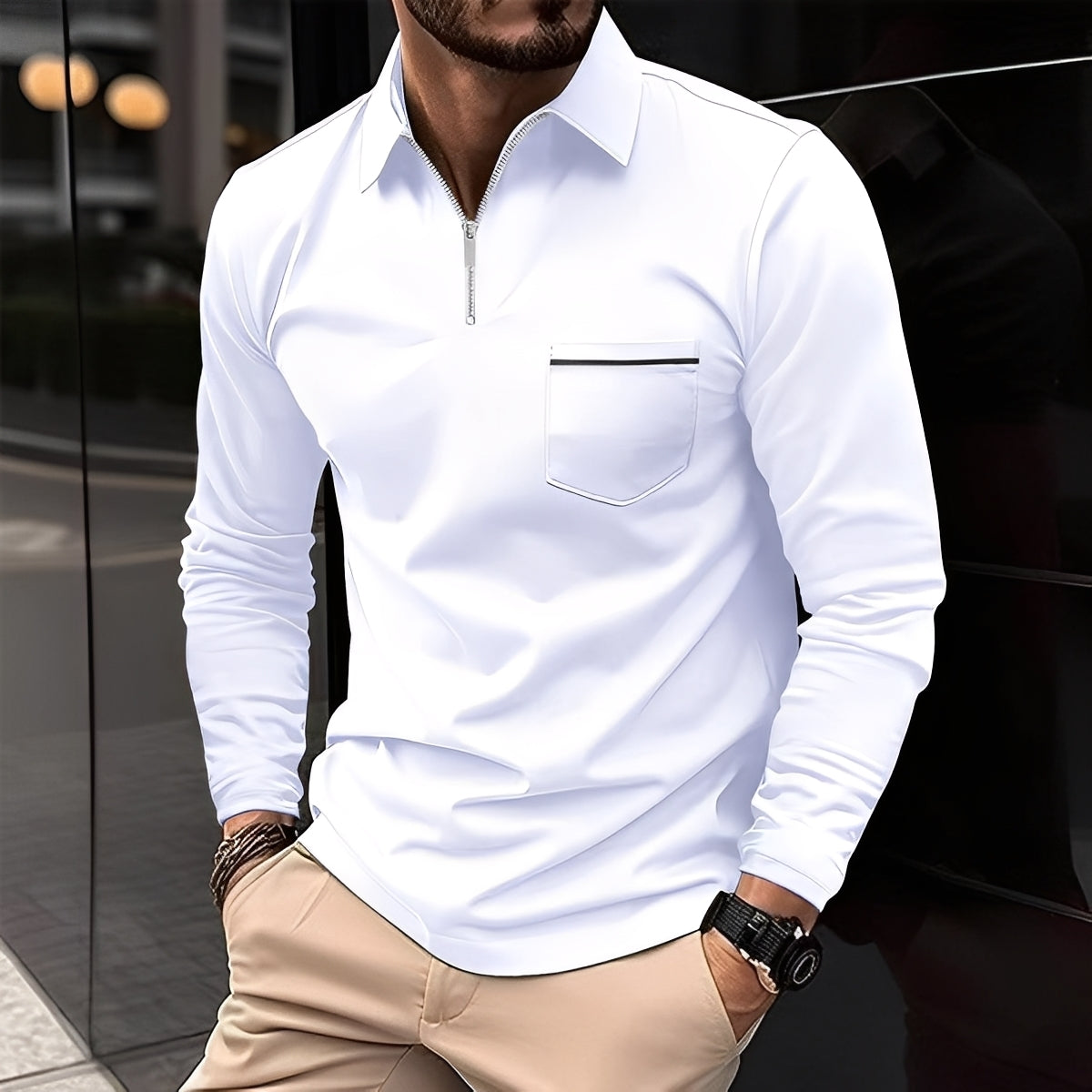 Bernard - Komfortables Langarm-Shirt mit Brusttasche für Männer