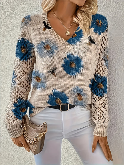 Ashtyn - Schicker Damenpullover mit Blumendesign