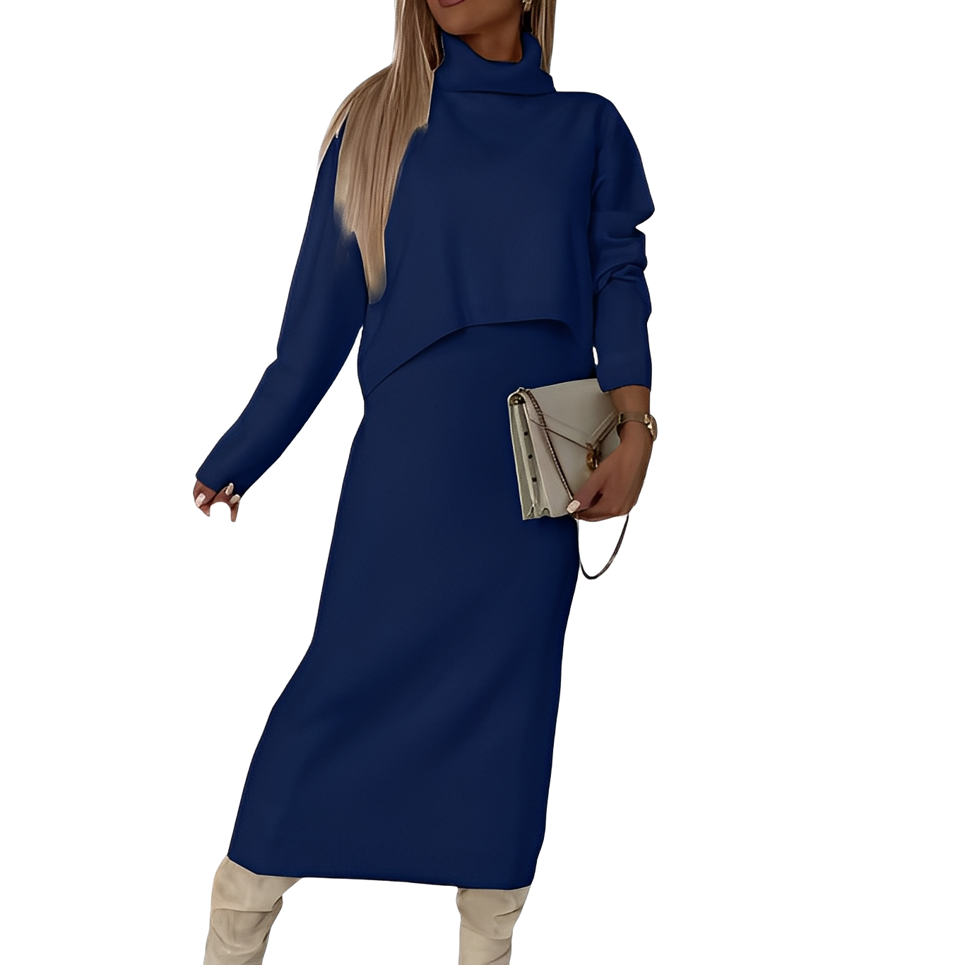 Natalee - Elegantes Damen-Set aus Rollkragenpullover und Rock