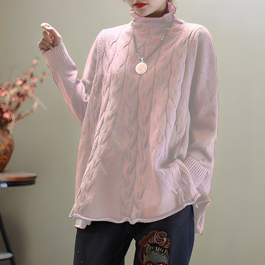 Merla - Bequemer Damenpullover mit Rollkragen und Seitenschlitz