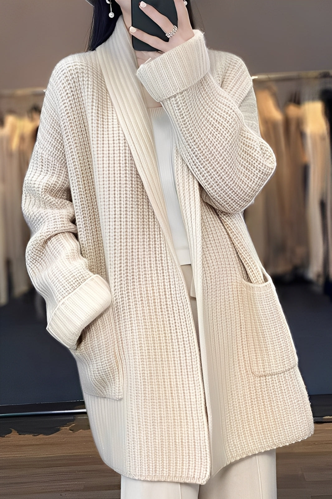 Suzanna - Stilvoller langer Damen-Cardigan