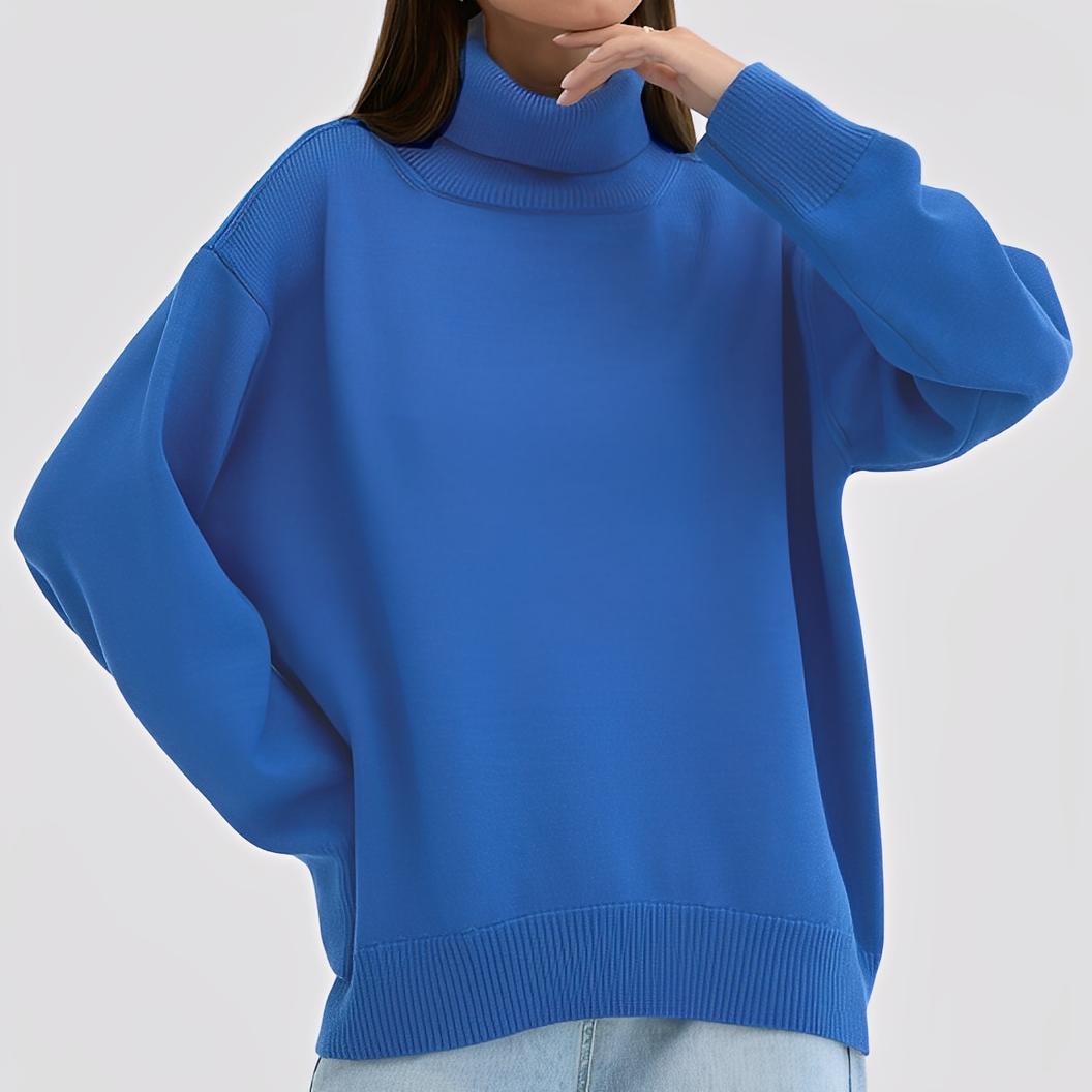 Nylah - Einfacher, übergroßer Rollkragenpullover für Damen