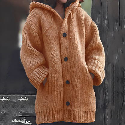 Jaqueline - Gemütliche Damenjacke aus Strick mit Kapuze