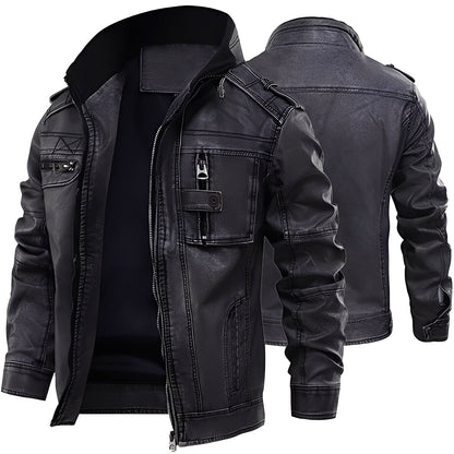 Kevin - Klassische Lederjacke für Herren mit Taschen