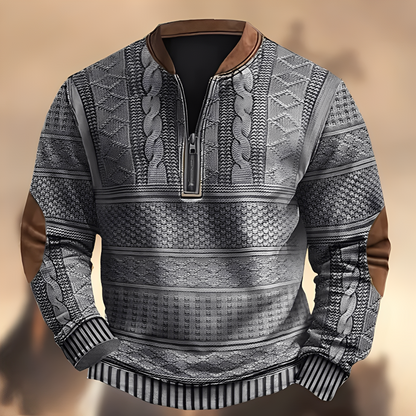 Edmund - Bequemer Herrenpullover mit Muster und Reißverschluss