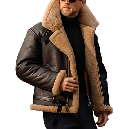 Jeffrey - Elegante Herren-Lederjacke mit warmem Sherpa-Futter