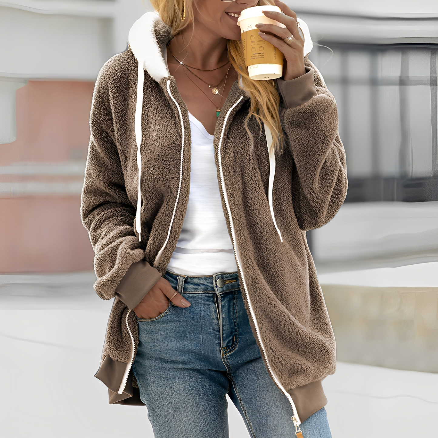 Rheanna - Damen Kapuzen-Fleecejacke für Wohlgefühl