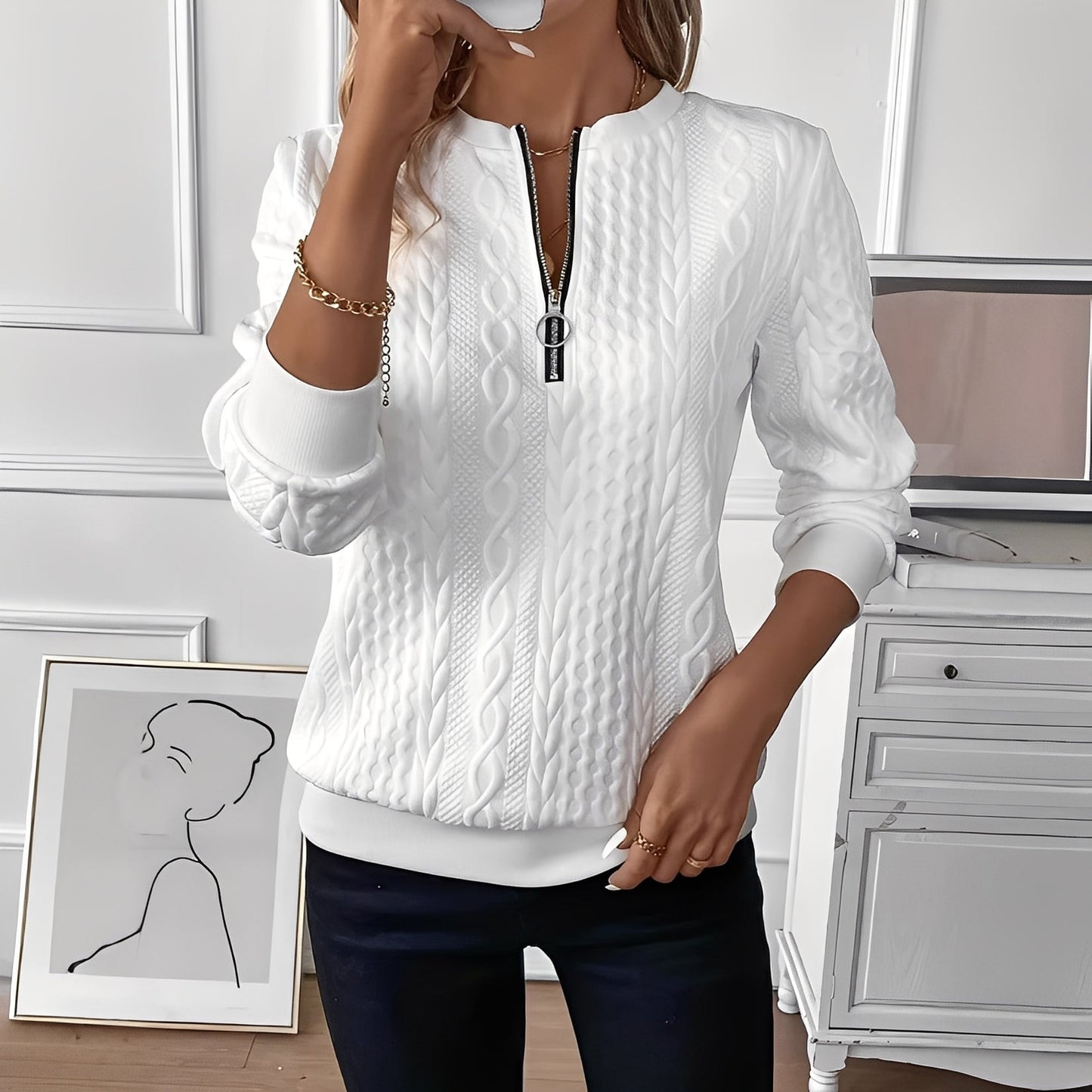 Chesley - Damen-Stricktop mit Reißverschluss im aktuellen Design