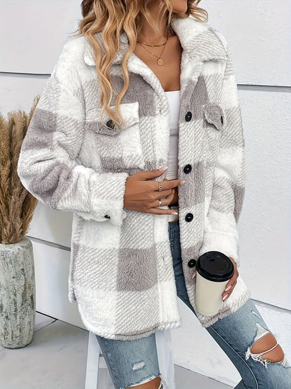 Julie - Warme Damen-Fleecejacke mit Karomuster
