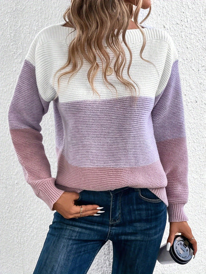 Muriel - Eleganter Damenpullover mit dreifarbigen Streifen