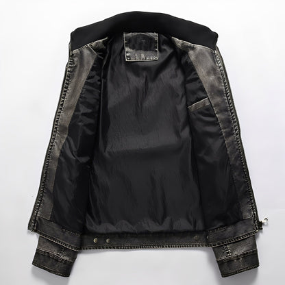 Kevin - Klassische Lederjacke für Herren mit Taschen