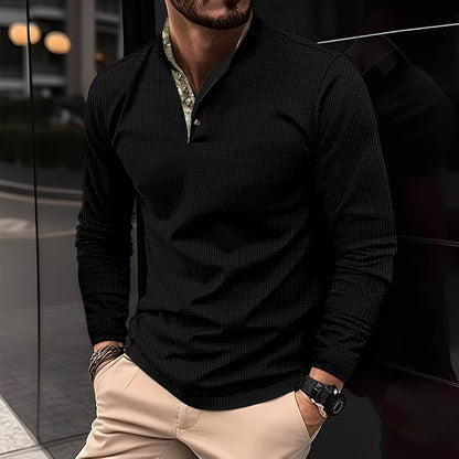 Crofton - Trendiges Herren-Poloshirt mit langen Ärmeln und Musterdetail